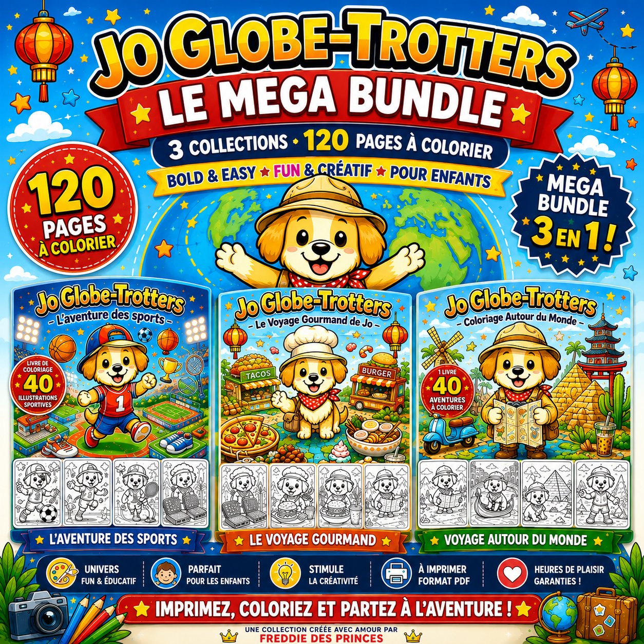 Bundle coloriage enfants voyages sports et cuisine â 120 pages Bold & Easy PDF