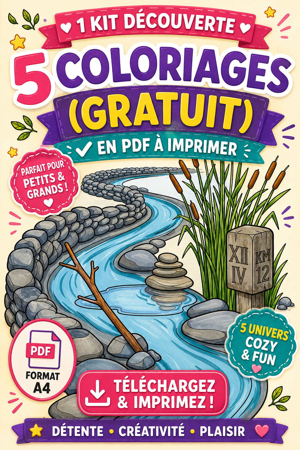 Kit Découverte : 5 Coloriages Mignons & Cozy à Imprimer (gratuit)