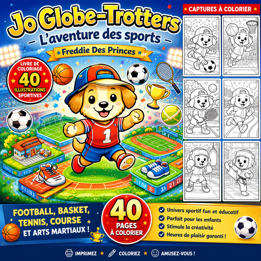 Coloriage sports enfants – football basket tennis Bold & Easy PDF