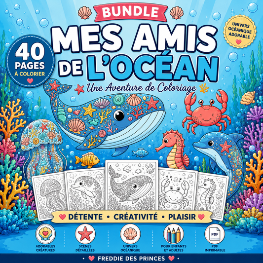 Coloriage animaux marins – dauphins baleines méduses PDF à imprimer