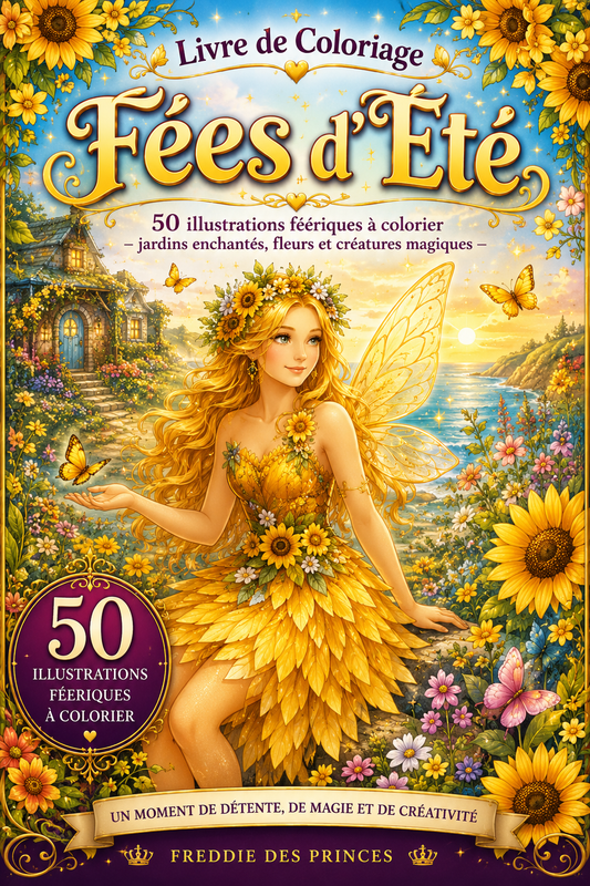 Coloriage féérique estival – 50 pages fantasy été PDF à imprimer
